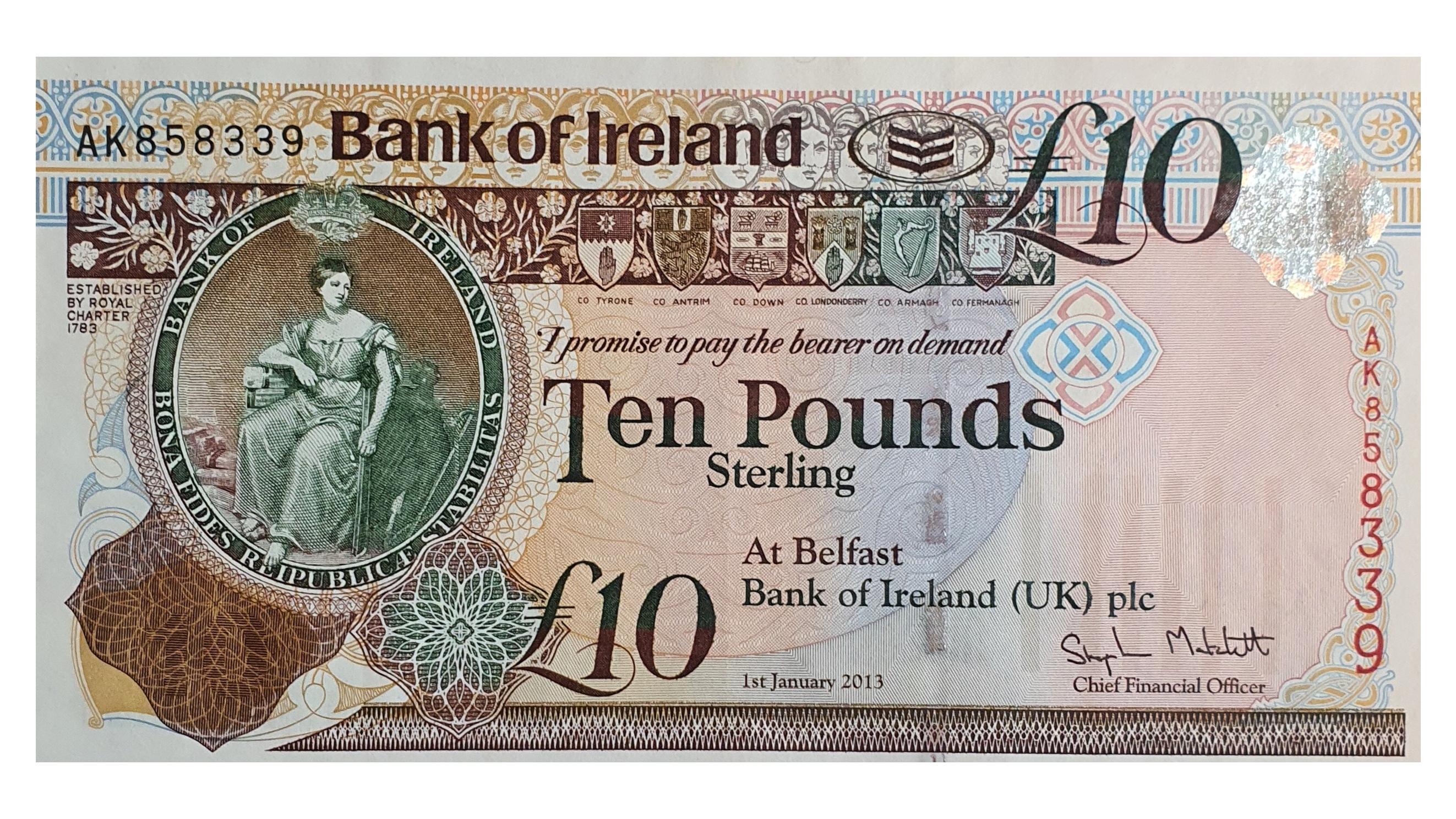 اسکناس نایاب 10 پوند استرلینگ 2013 ایرلند شمالی