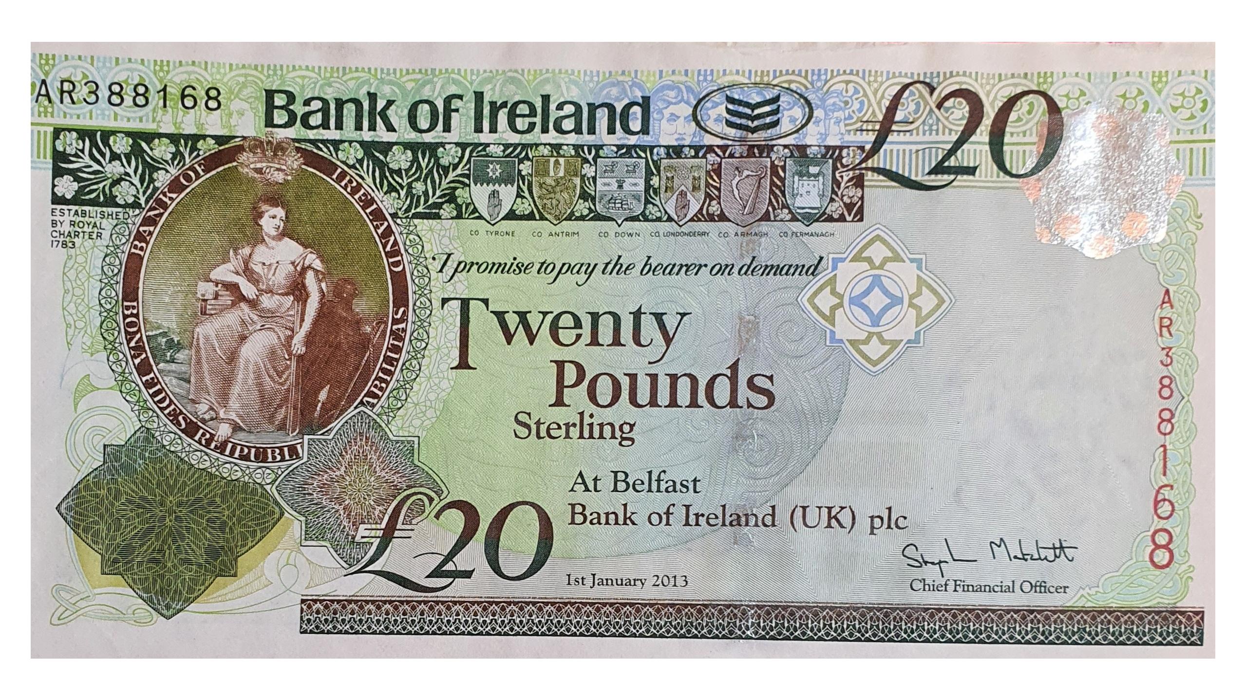 اسکناس نایاب 20 پوند 2013 ایرلند شمالی