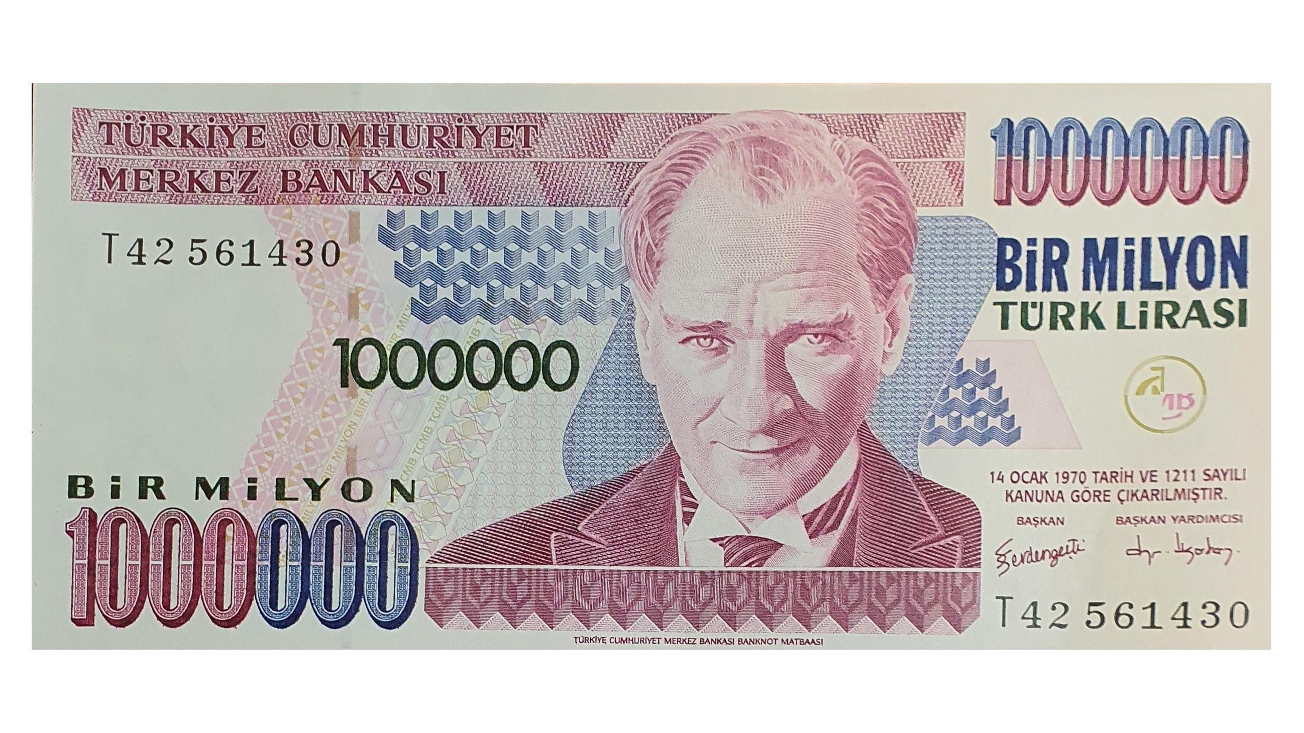 اسکناس 1000000 لیر ترکیه سری قدیم