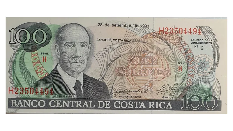 اسکناس 100 کولون 1993 کاستاریکا