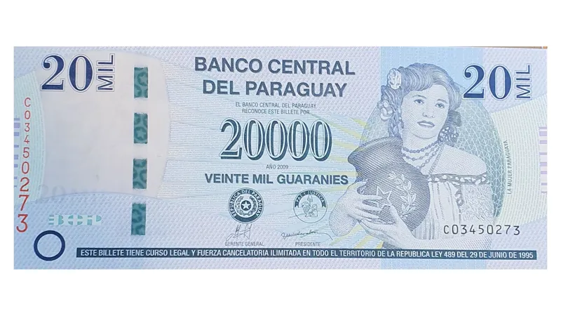 اسکناس 20000 گوارانی 2009 پاراگوئه (توضیح)