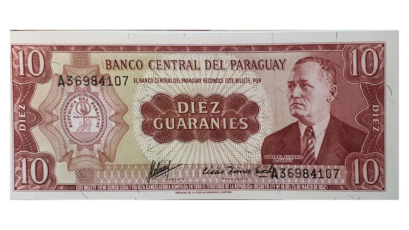 اسکناس 10 گوارانی 1952 پاراگوئه