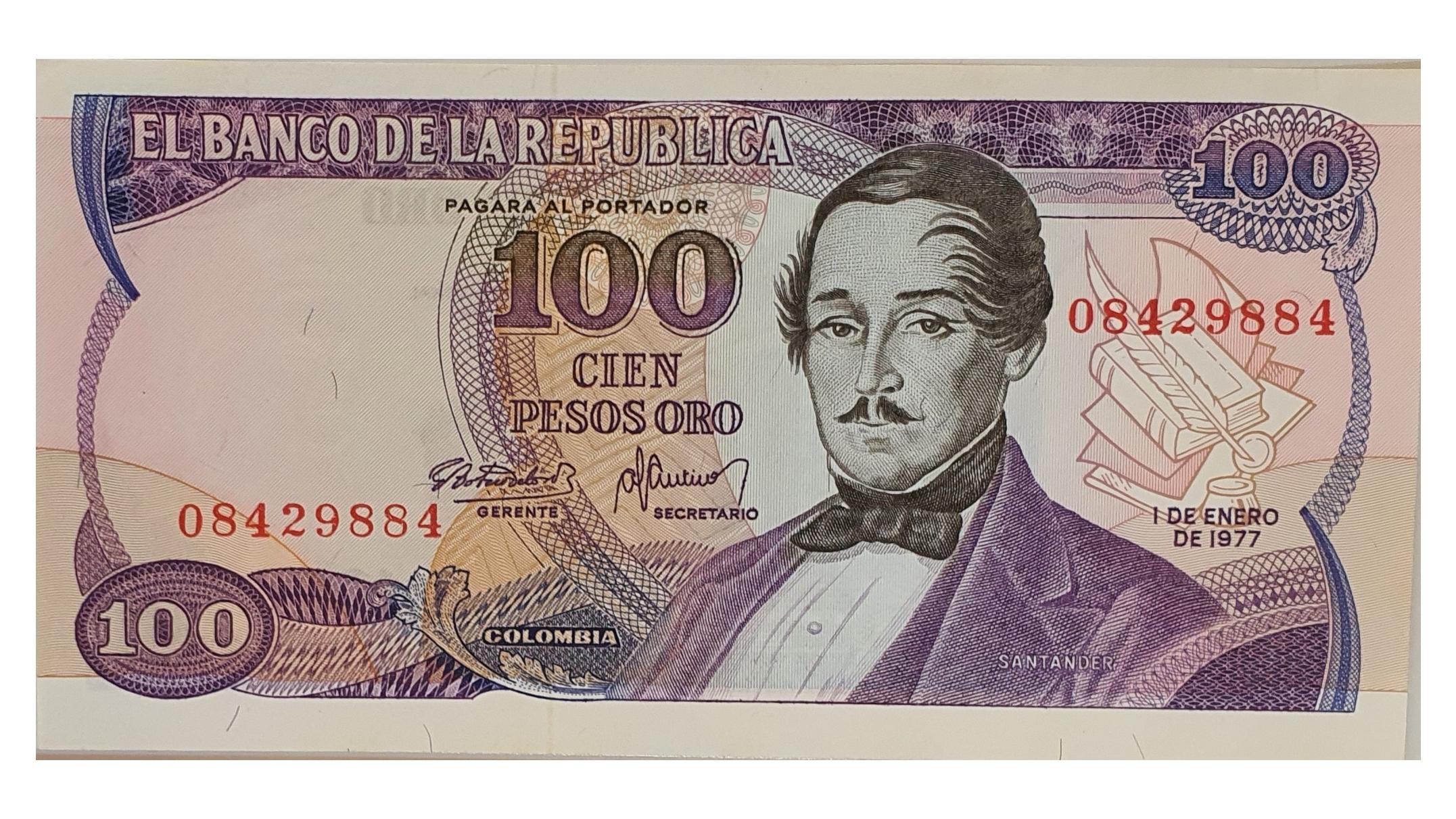 اسکناس 100 اورو پزو 1977 کلمبیا