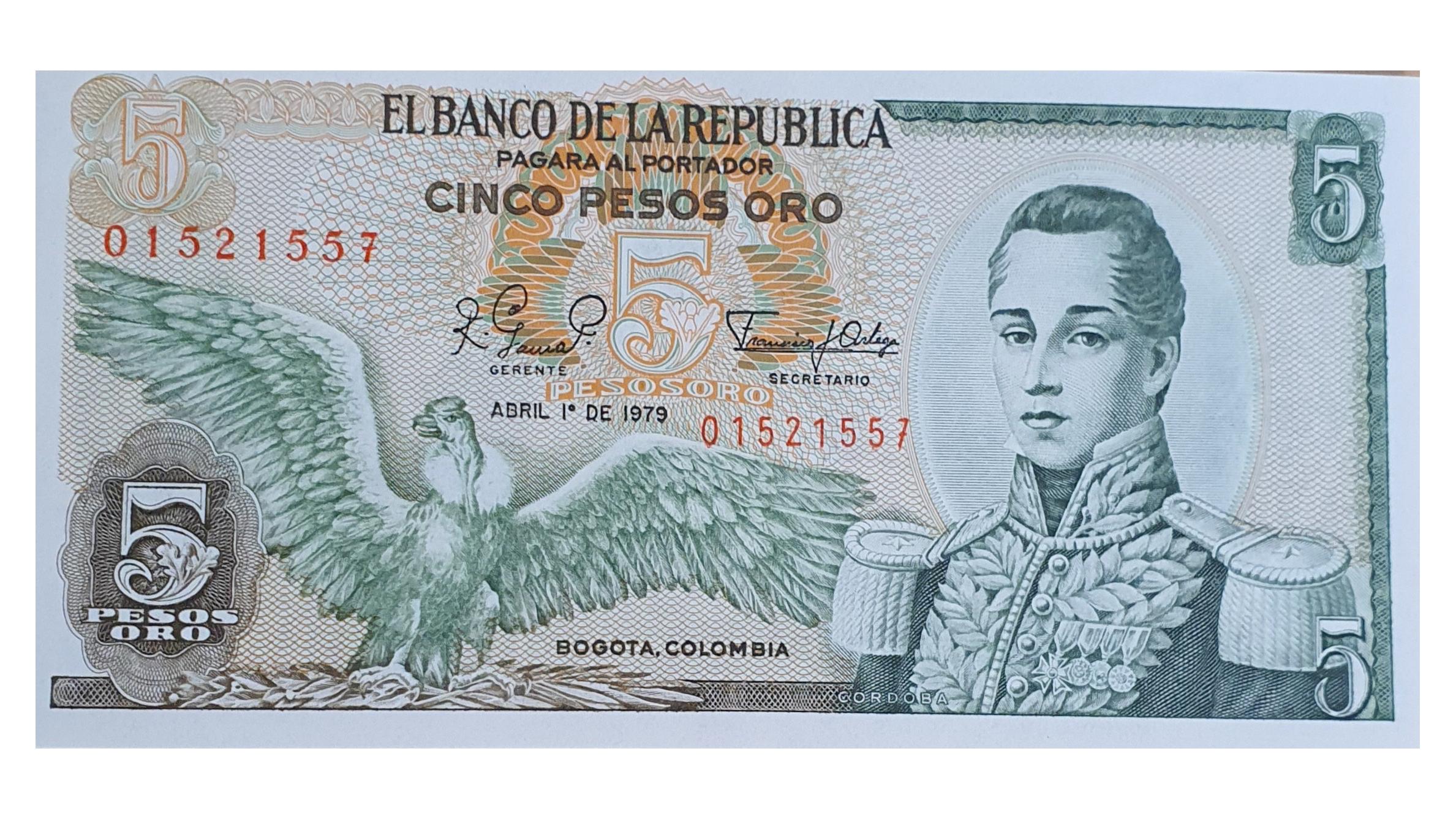 اسکناس 5 اورو پزو 1979 کلمبیا