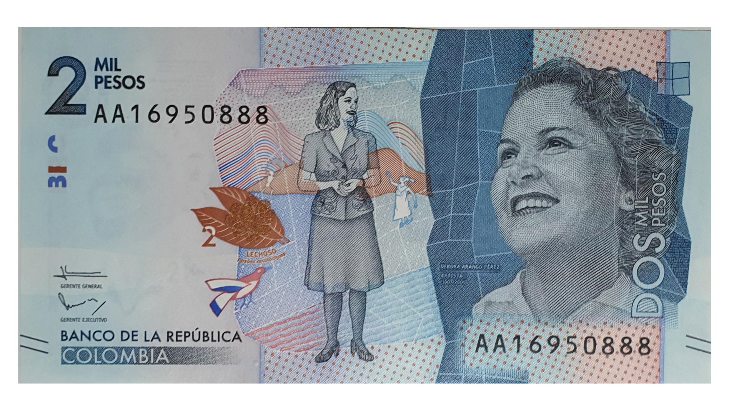اسکناس 2 میل پزو 2015 کلمبیا تاریخ کمیاب