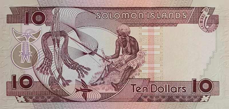 اسکناس 10 دلار یک بافنده 2005 جزایر سلیمان (توضیح)