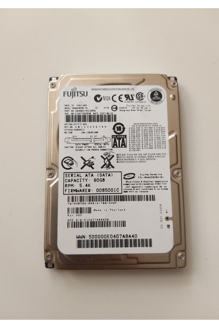 هارد لپ تاپی ساتا 80 گیگ Fujitsu (سلامت 100)