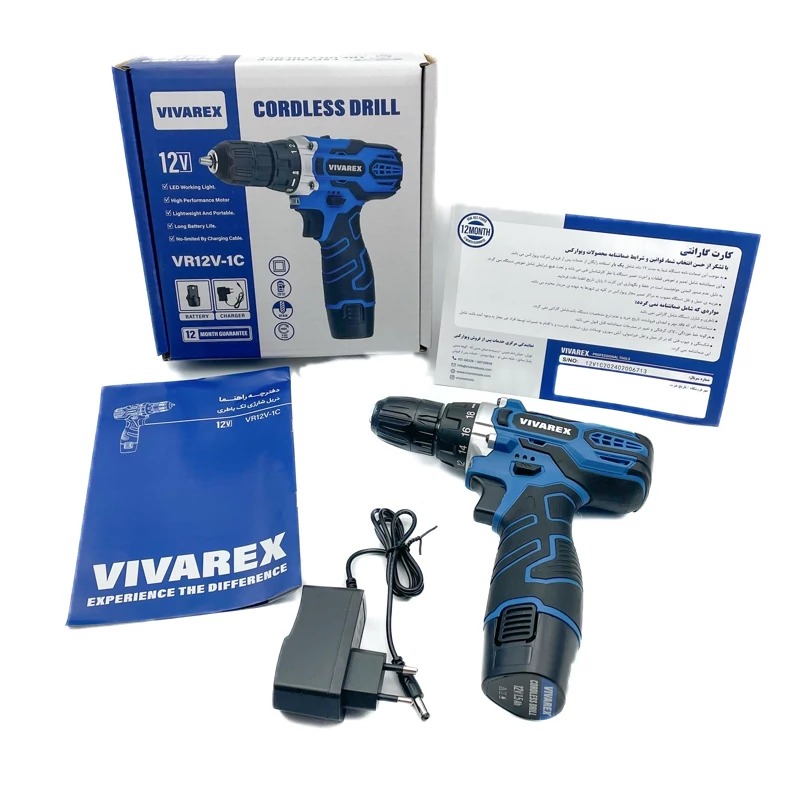 دریل شارژی Vivarex یکسال گارانتی