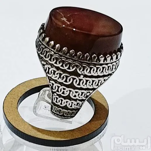 انگشتر عقیق کبدی رکاب زنجیره ای