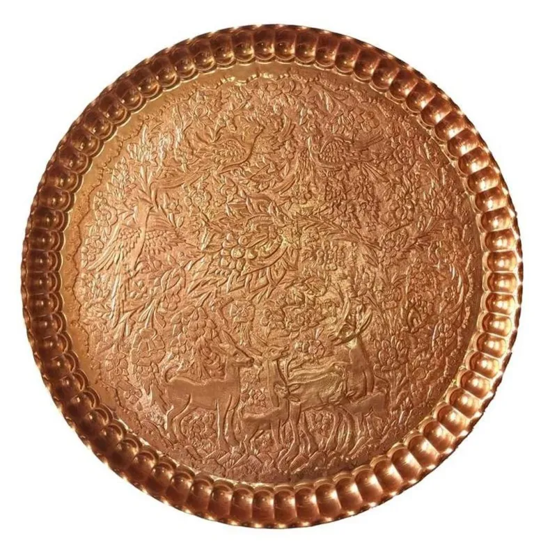 سینی و مجمعه مسی طرح برجسته طرح آهو