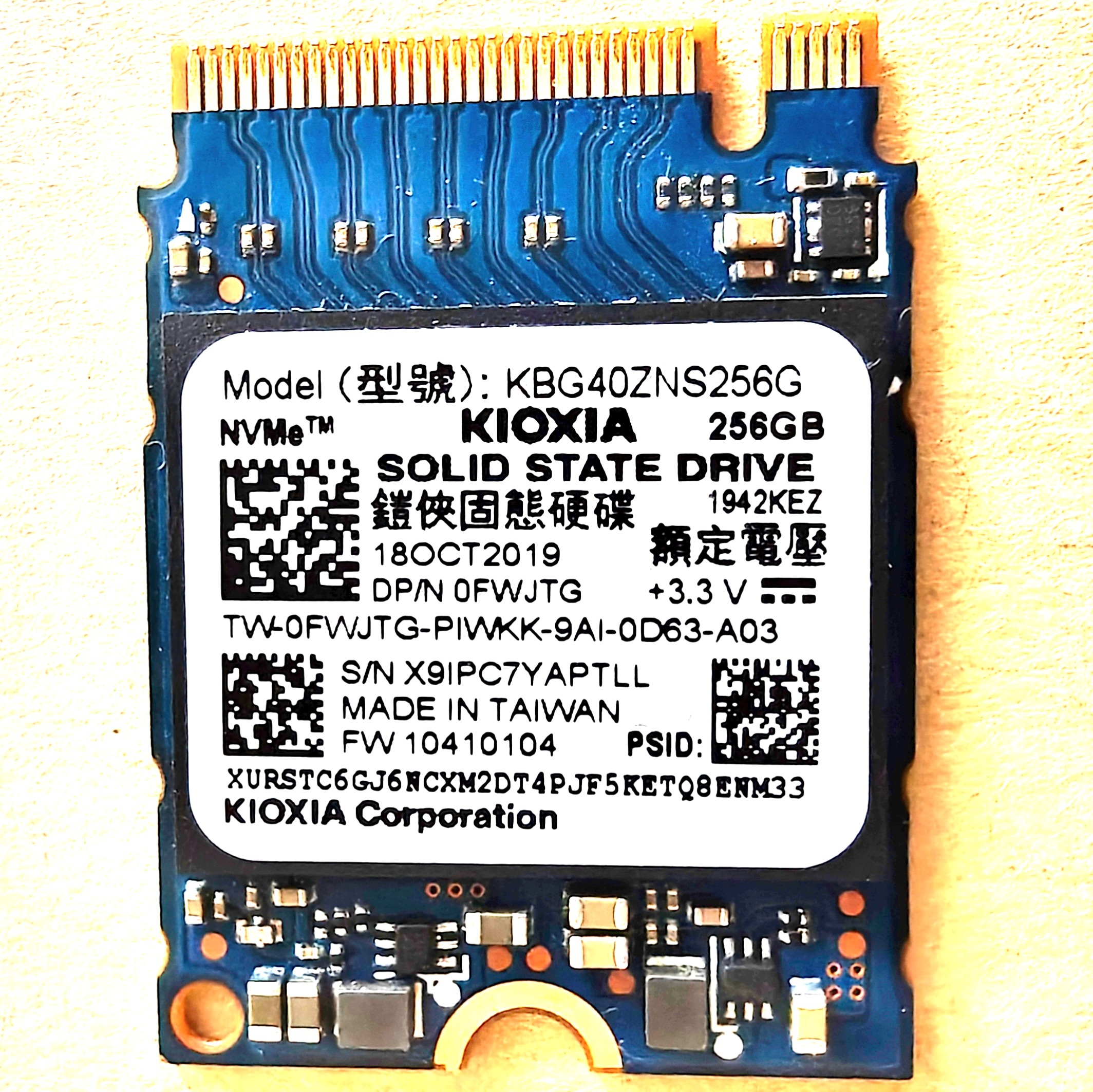 256GB Kioxia (Toshiba) BG4 سایز 2230