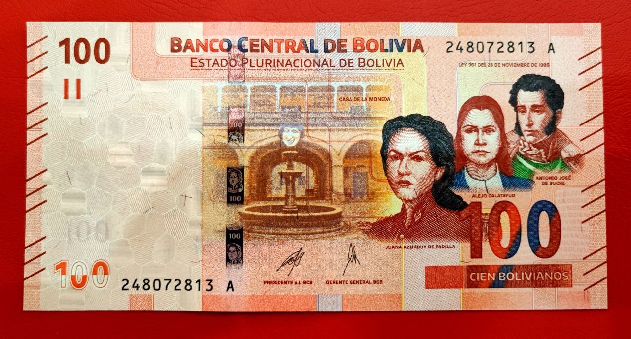 100 پزو جدید و زیبای بولیوی کیفیت unc