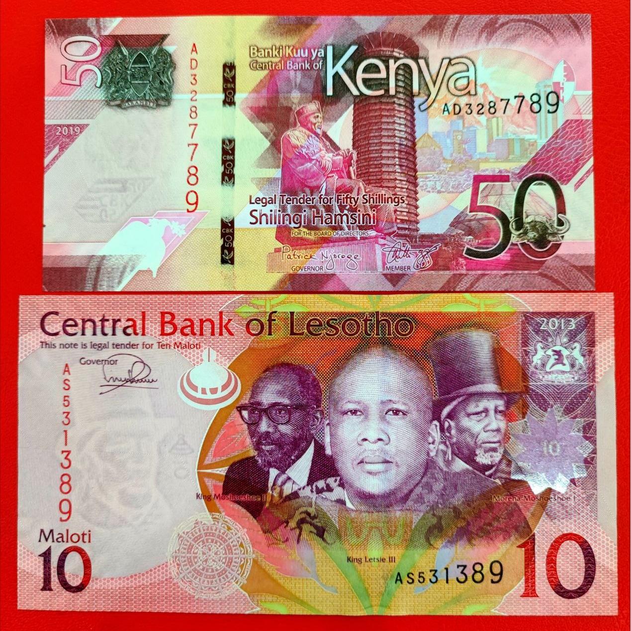 2 برگ کنیا و لسوتو unc