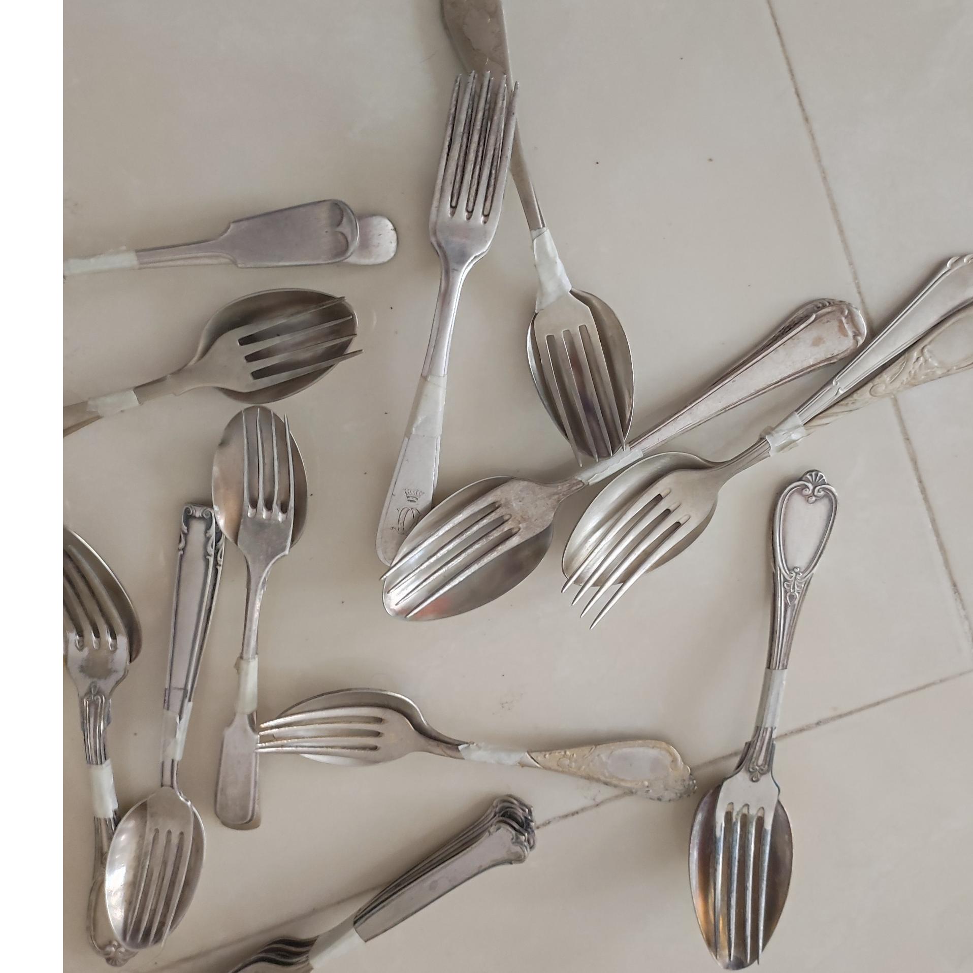 ست تک نفره نوربلین آب نقره قاشق و چنگال