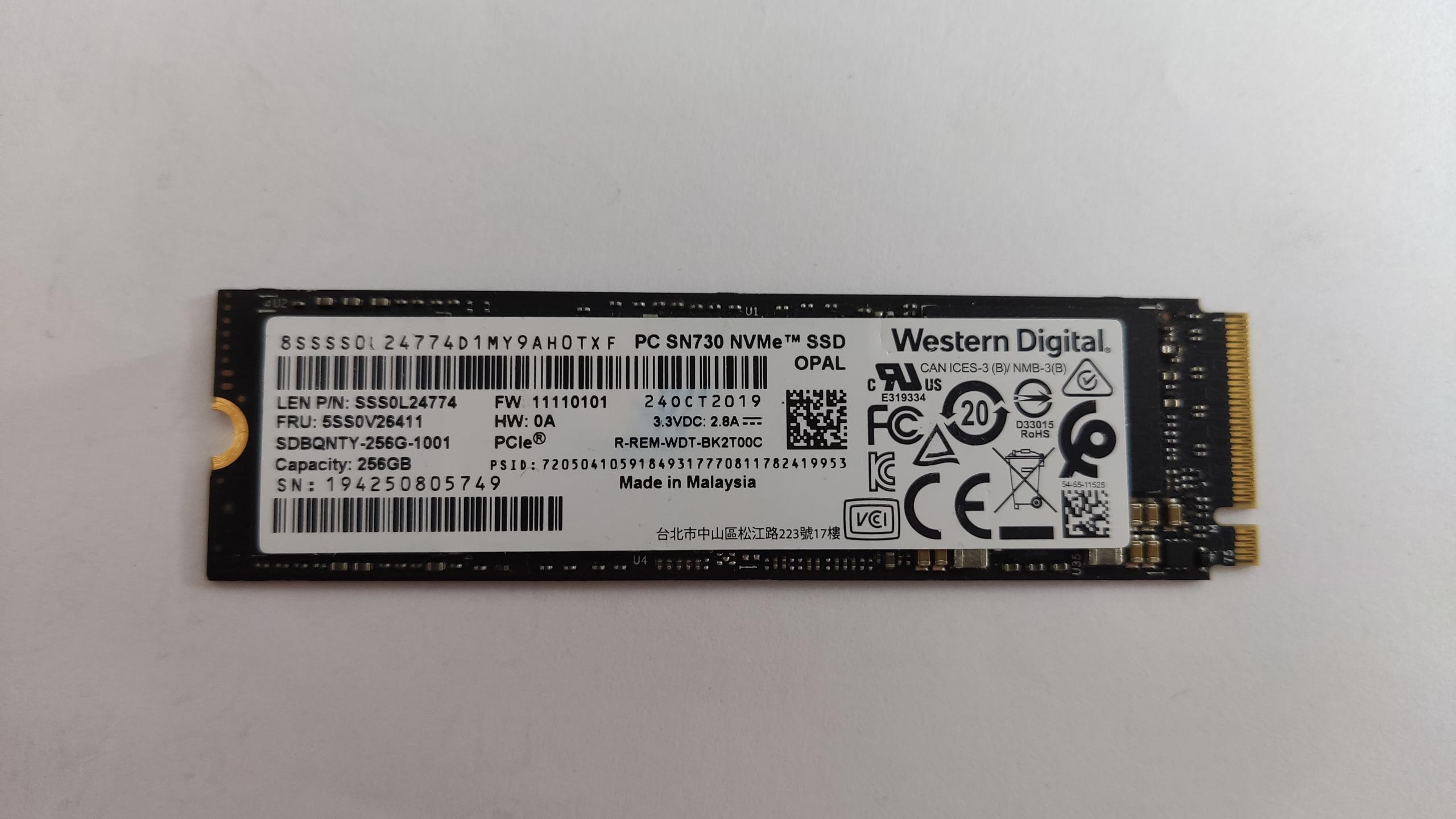 وسترن دیجیتال 89 درصد 256GB M2 NVME