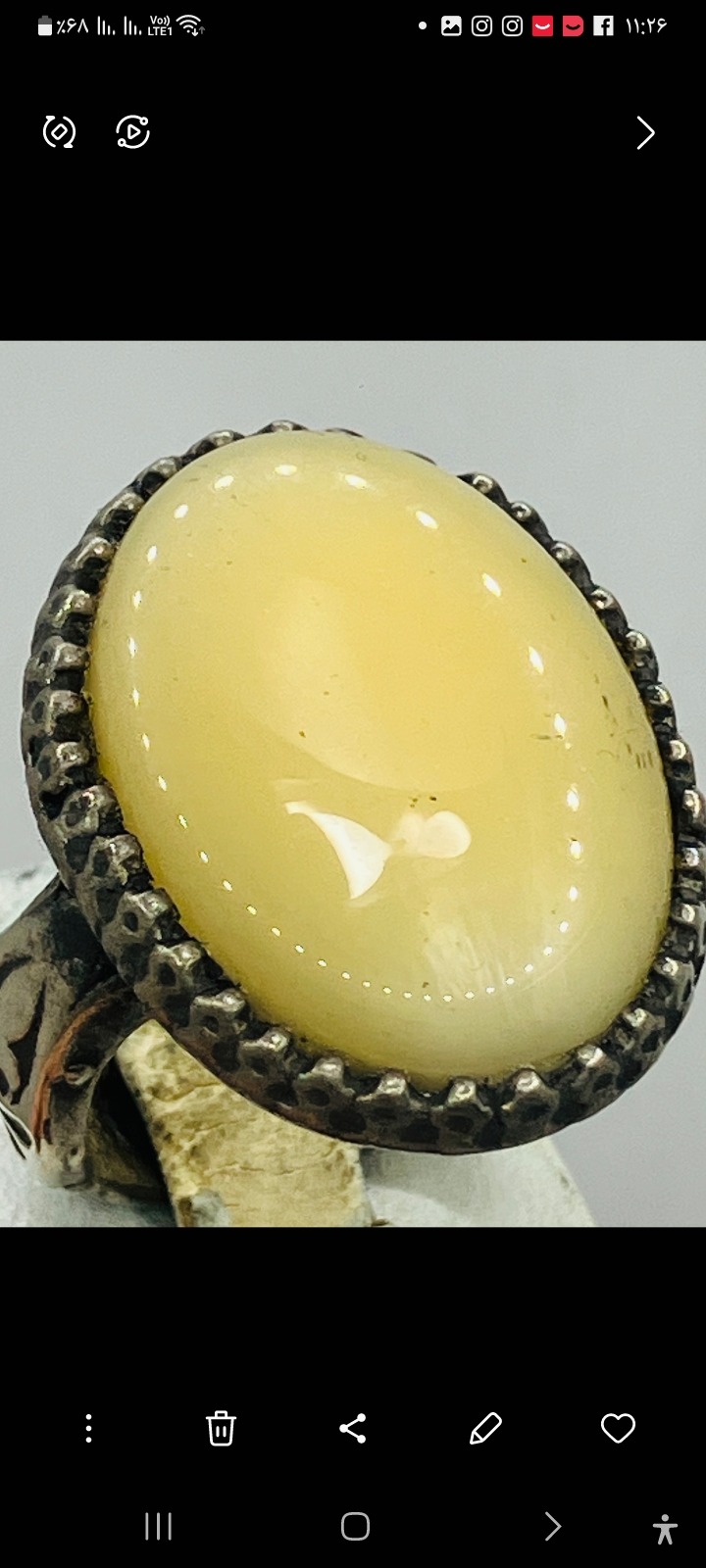 انگشتر شرف الشمس بلدرچینی منقش خوش تراش