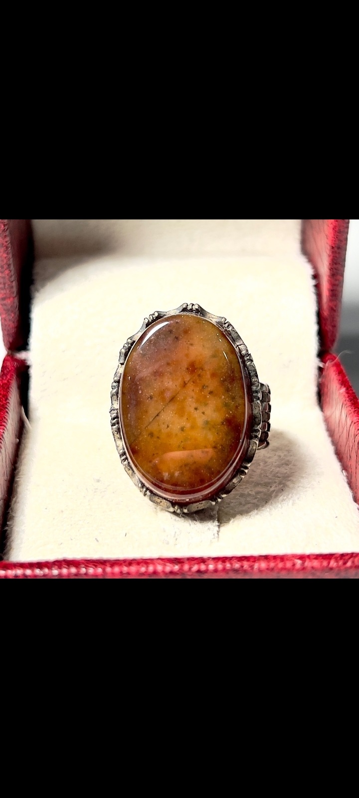 نگشتر رولکسی عقیق سلیمانی طرح شن دار