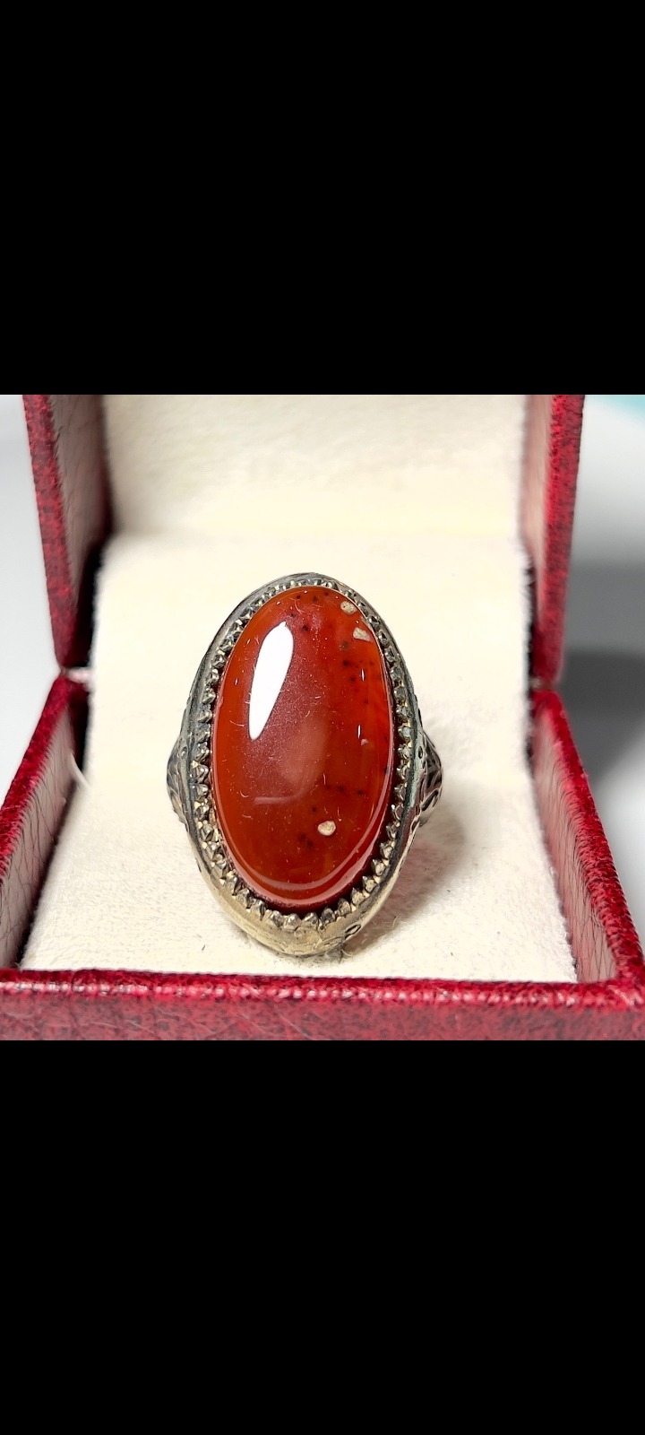 انگشتر فاخر غول پیکر عقیق سرخ خونی کلکسیونی