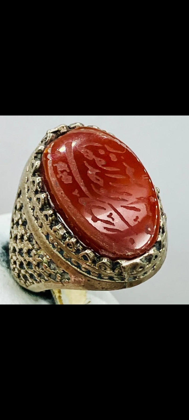 نگشتر صفوی عقیق یمن شاهکار سرخ ملیله ای