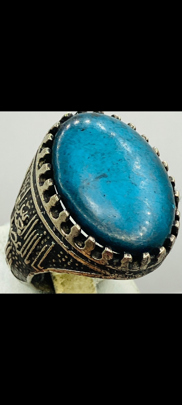 انگشتر فیروزه هائولیتی معدن مصر با رکاب قلمی