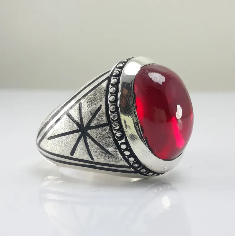 انگشتر نقره دست ساز یاقوت آلمانی