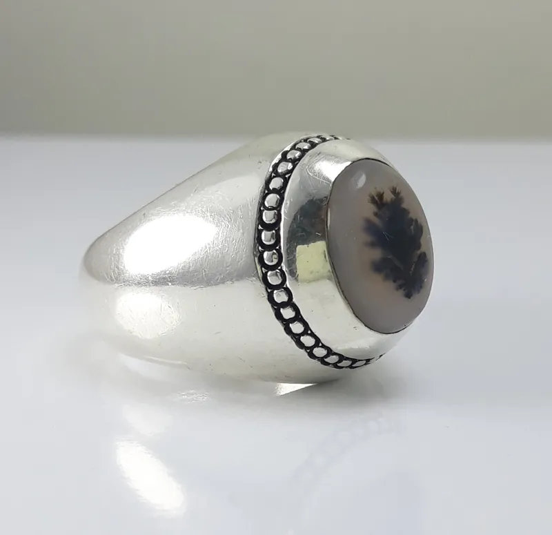 انگشتر نقره دست ساز شجر معدنی