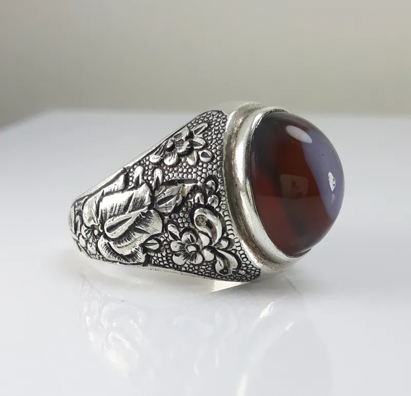 انگشتر نقره دست ساز قلم کاری هنر دست