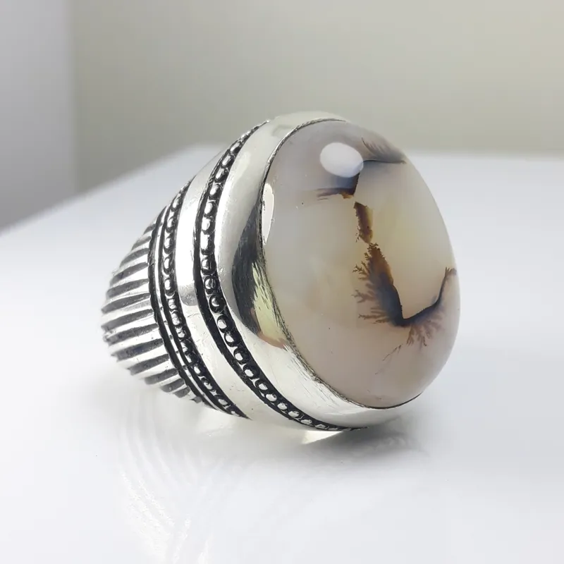 انگشتر نقره دست ساز شجر معدنی کلکسیونی