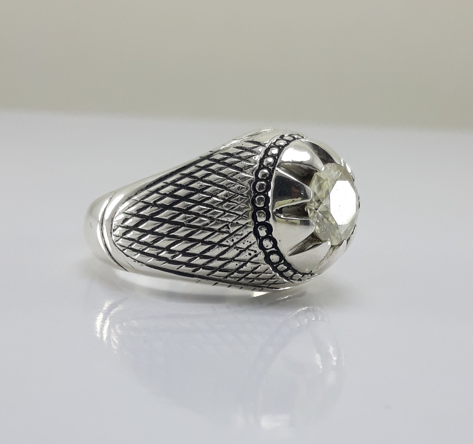 انگشتر نقره دست ساز موزانایت روسی