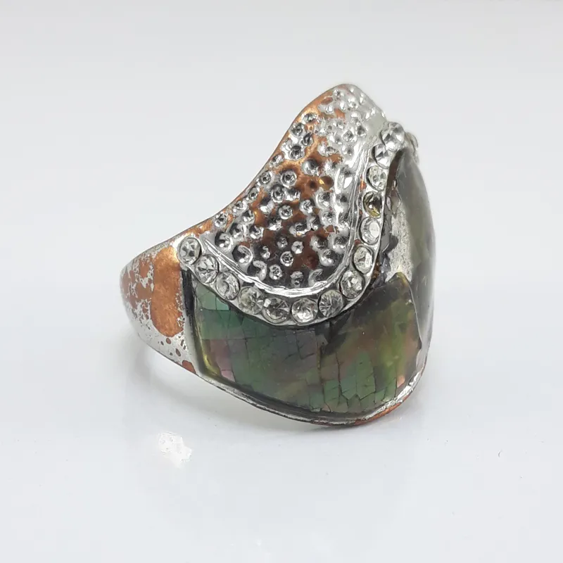 انگشتر مسی زنانه قدیمی صدف طبیعی