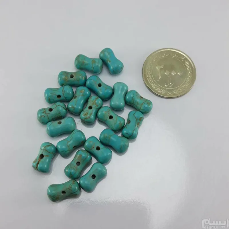 بیست عدد مهره سنگی فیروزه تبت