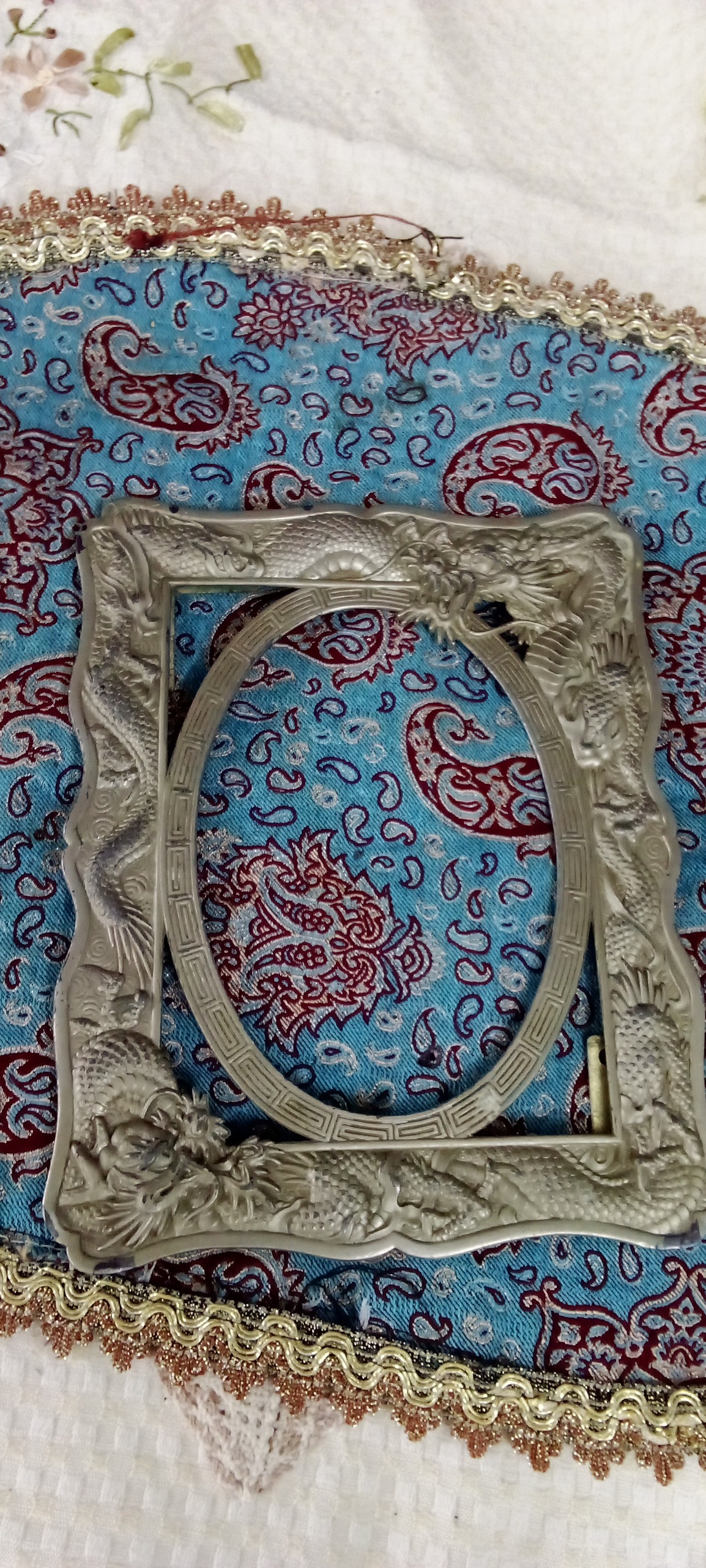 قاب عکس و آینه قدیمی برنجی ژاپنی