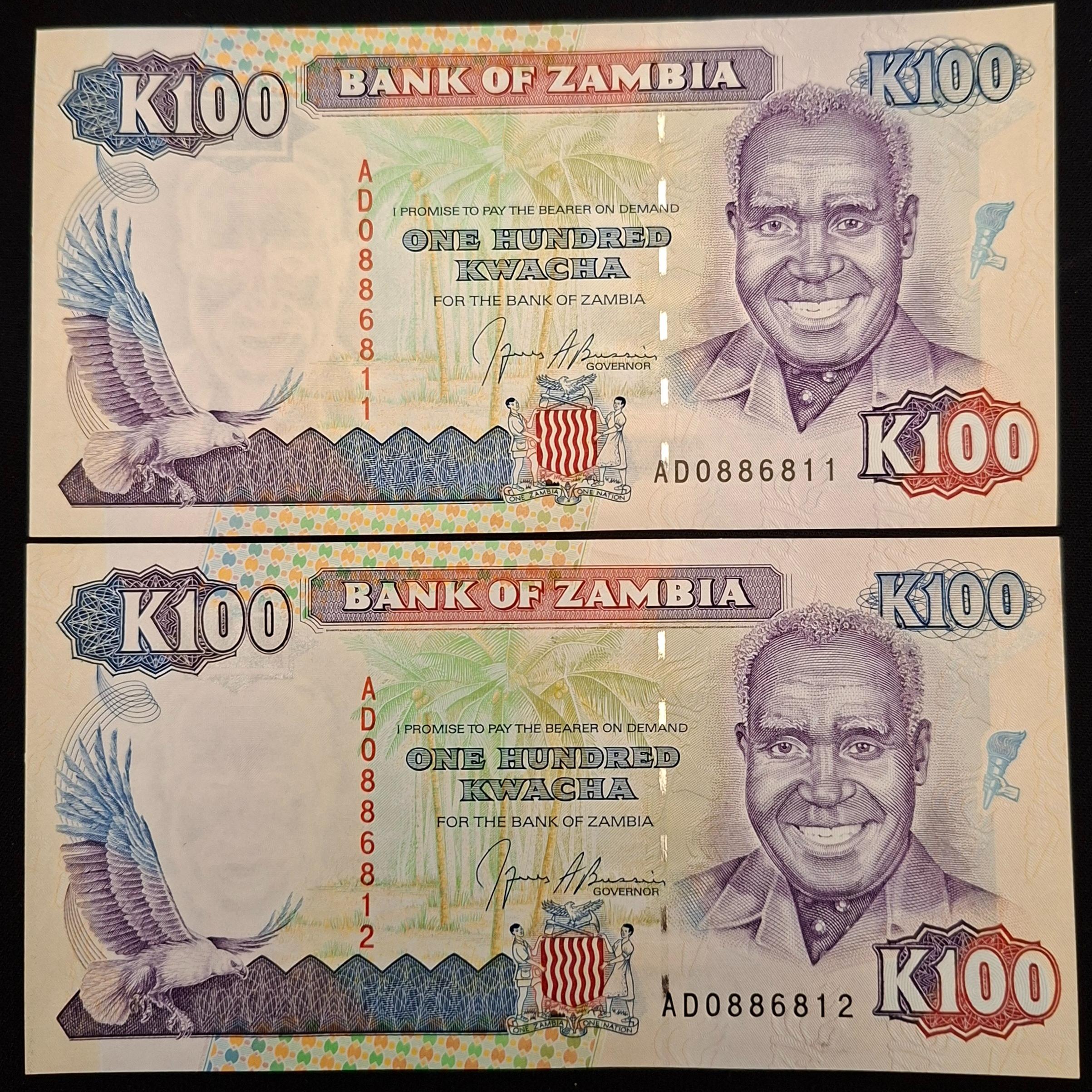 جفت اسکناس نادربانکی 100 کواچا زامبیا