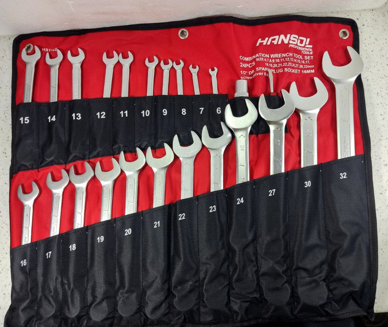 آچار 22 عددی یکسر تخت یکسر رینگی کیفی هانسول