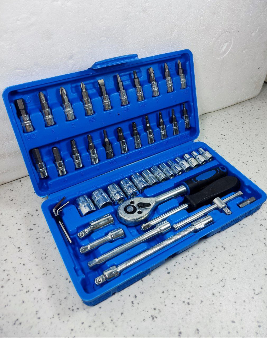 جعبه بکس 46 پارچه ریز با درایو 1/4 نیو تولز