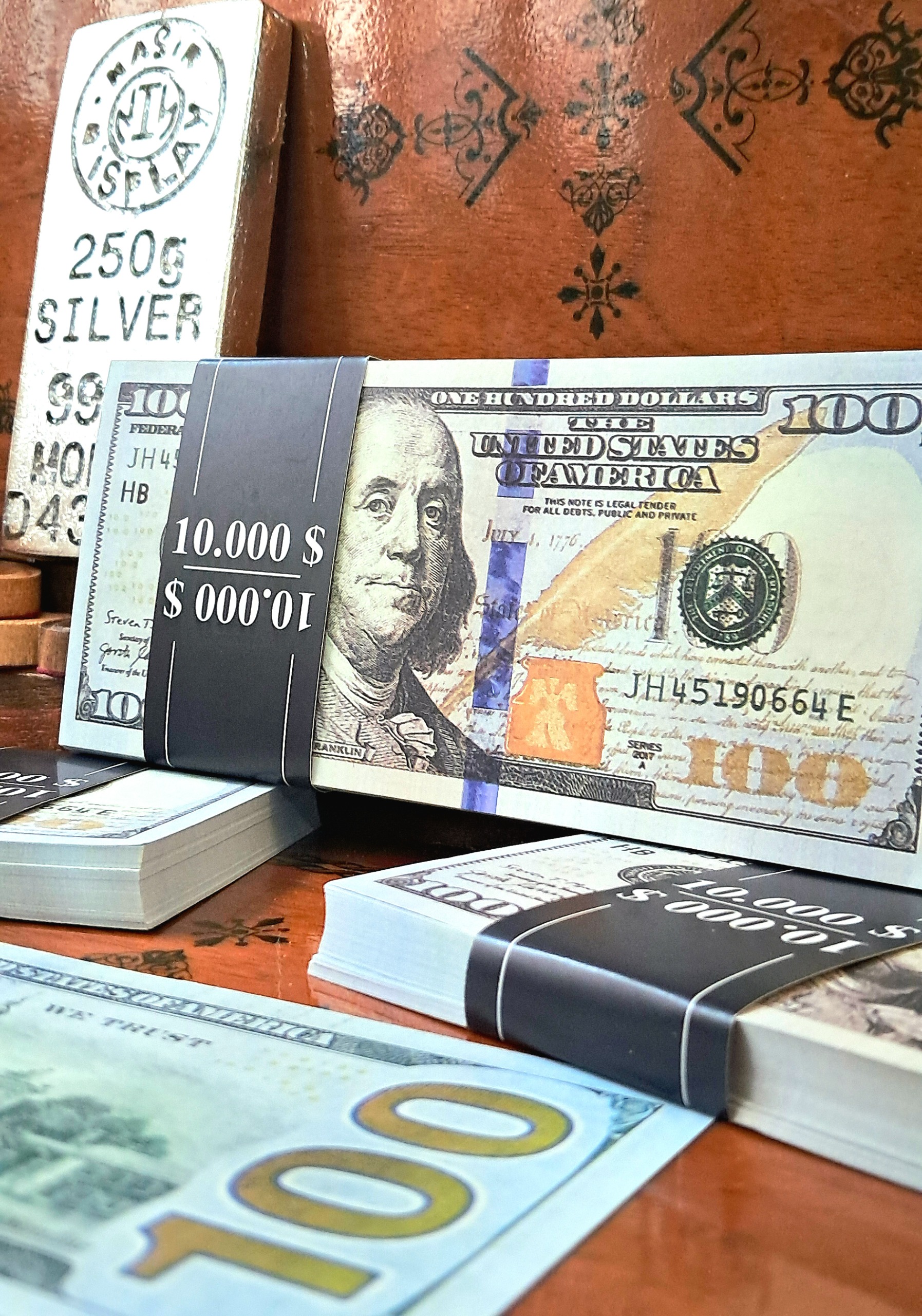 دلار صدی جدید تزئینی سینمایی مدل 100 دلاری آبی New