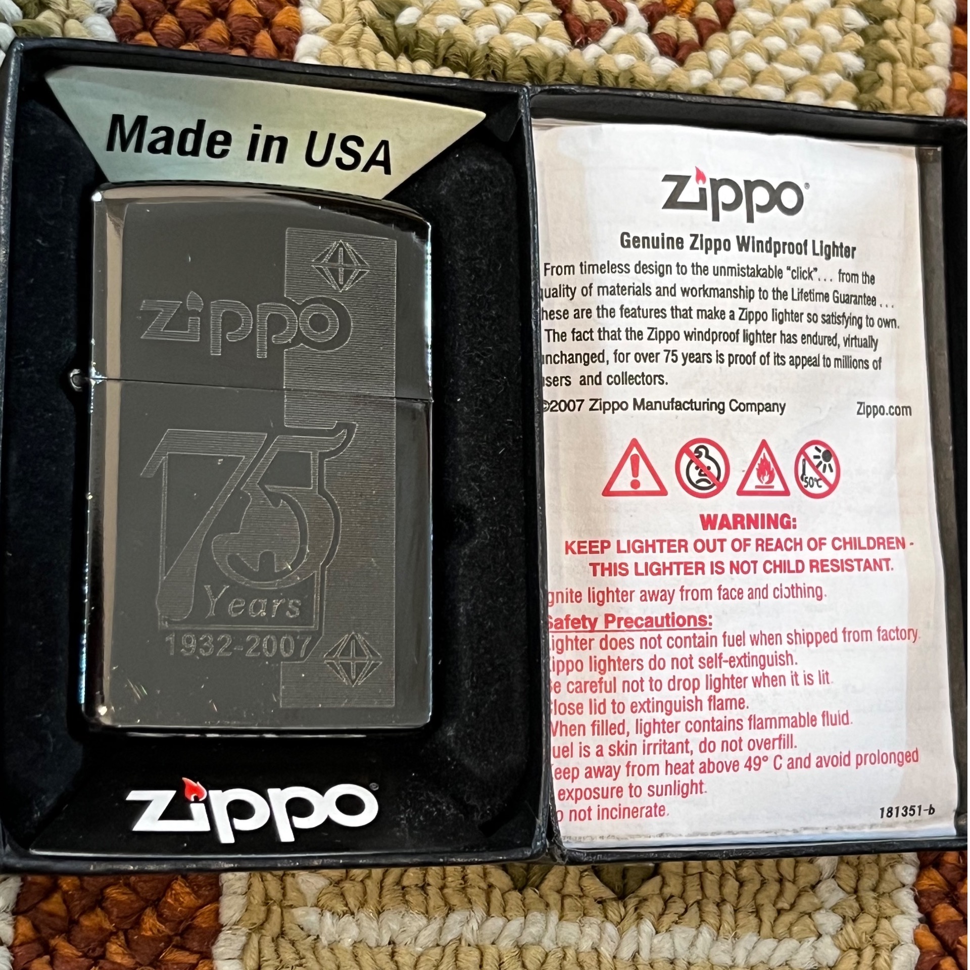 فندک زیپو یادبود 75 سالگی اورجینال(توضیحات)