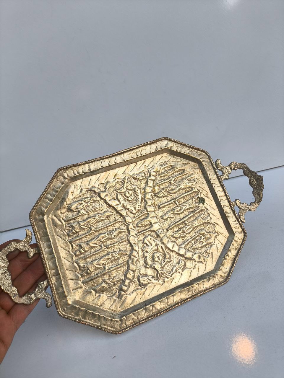 سینی برنجی قدیمی کاردست