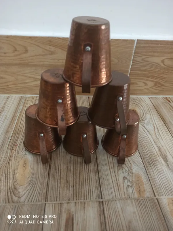 لیوان مسی یک سرویس شش عددی مارک زنجان