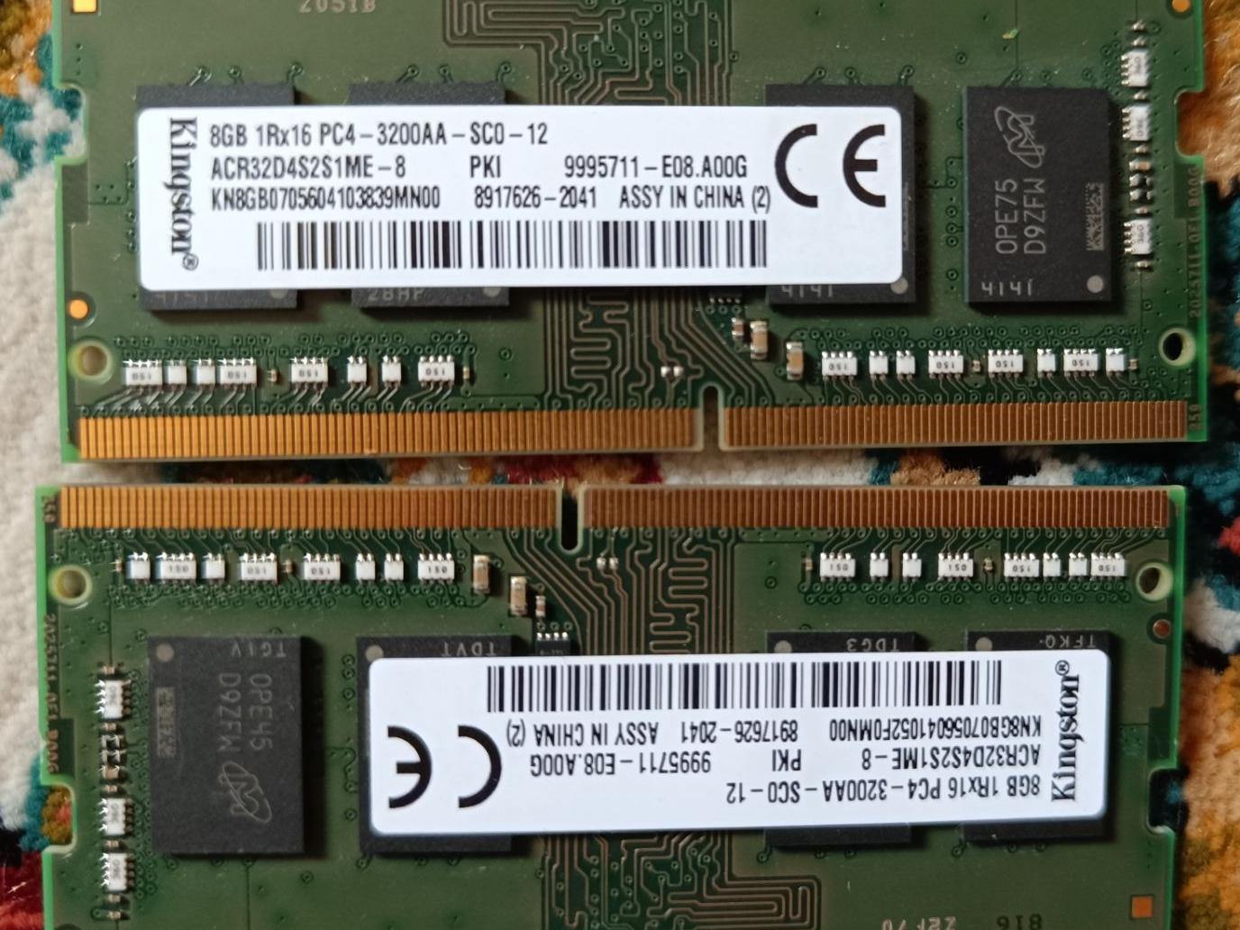 Kingston 8 gb3200mhz اصل رم لپ تاپ