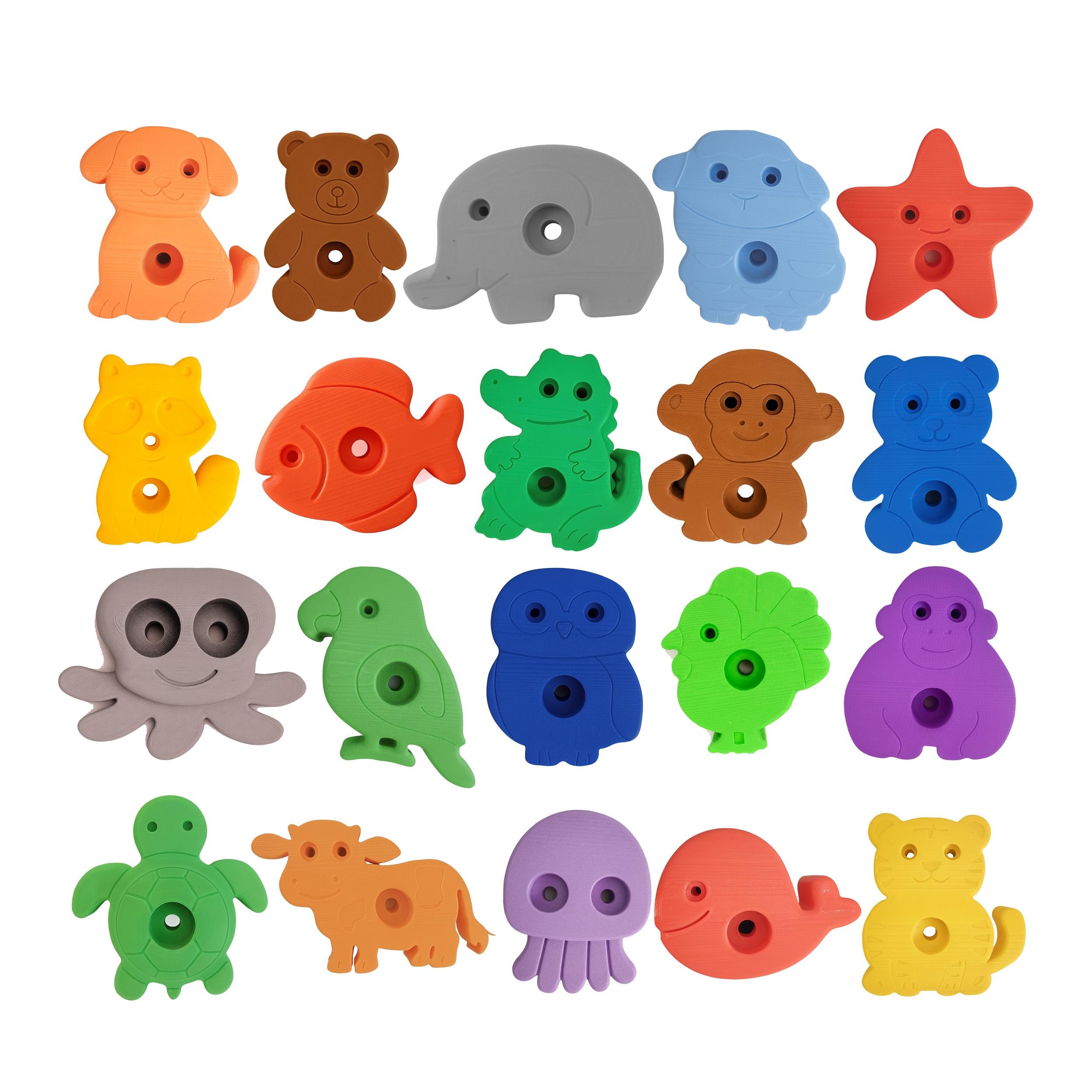 گیره صخره نوردی کودک طرح حیوانات بسته 20عددی