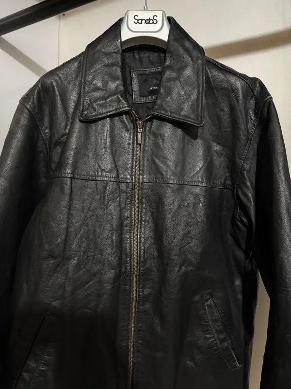 کت چرم گاوی یقه پیرهنی