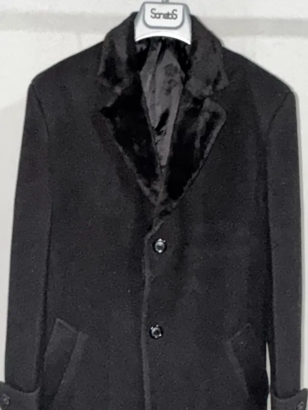 پالتو سه دکمه یقه خز انگلیسی