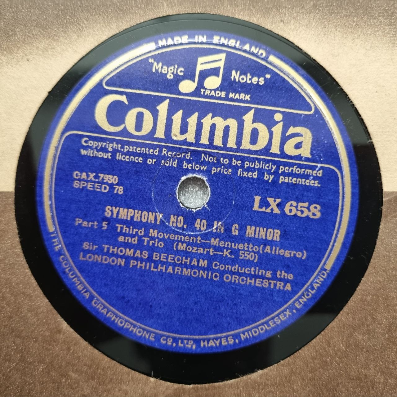 3 عدد صفحه سنگی سمفونی شماره 40 موتزارت 1937