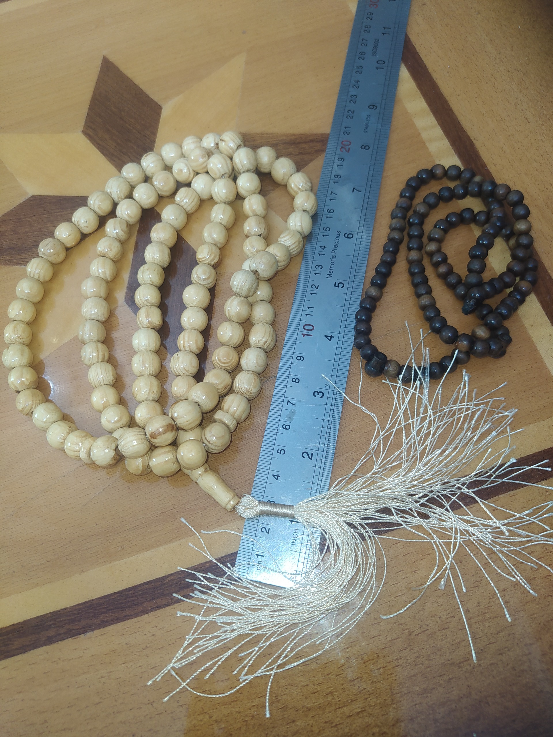 دوتسبیح چوبی چوب گردو و راش
