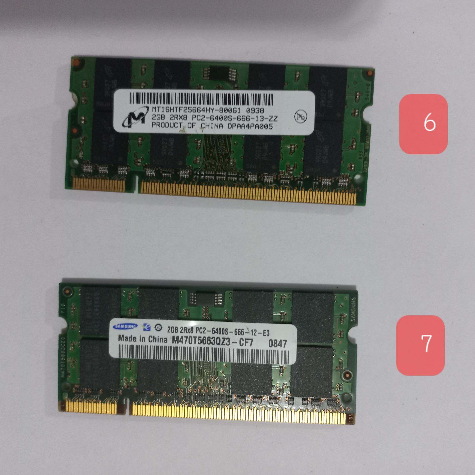 تعدادی رم لپ تاپ RAM 2 GB DDR2 قیمت تکی