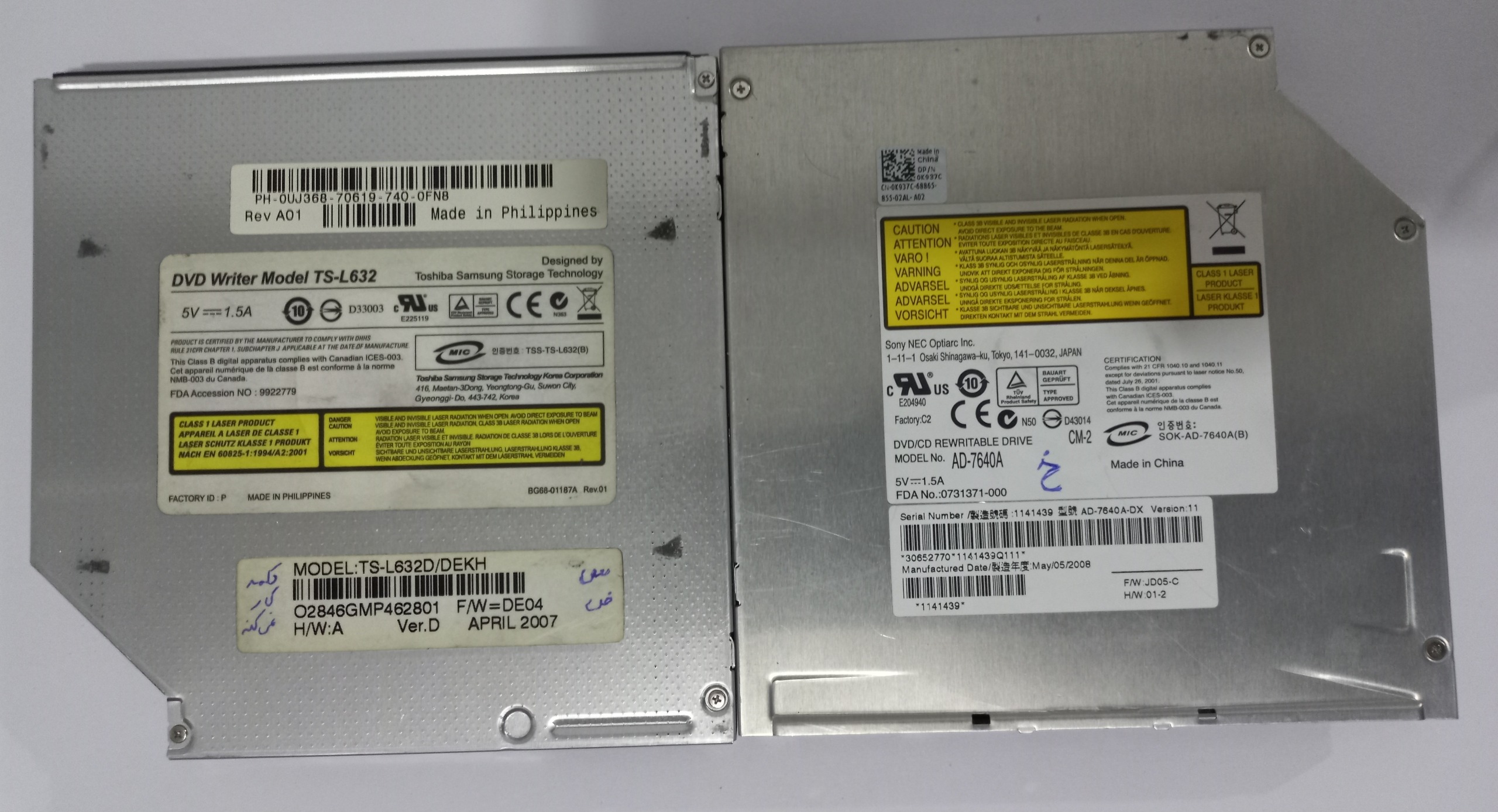 چهار عدد دی وی دی رایتر لپ تاپ معیوب