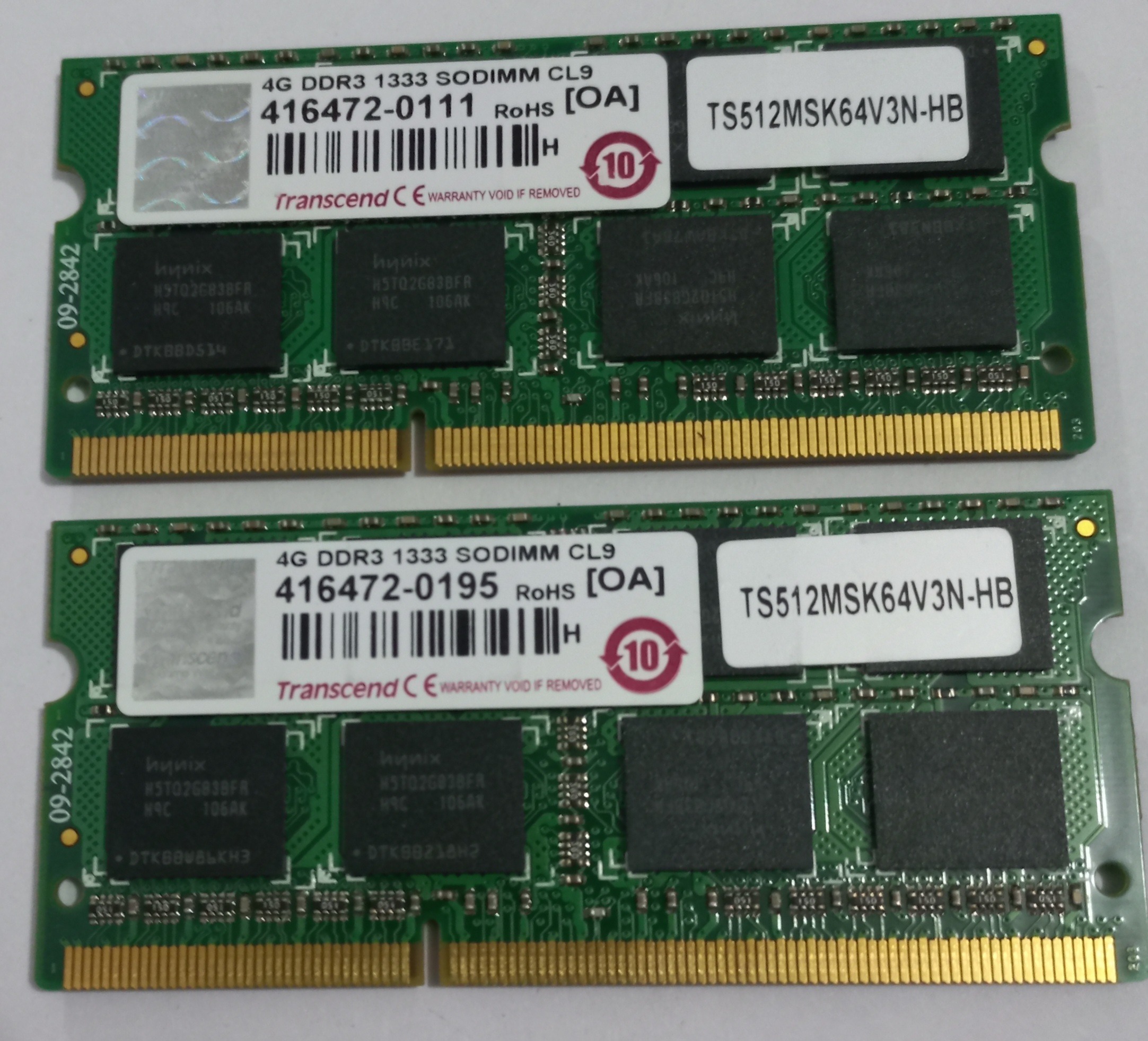 دو عدد رم لپ تاپ 4GB DDR3 1333MHz Transcend