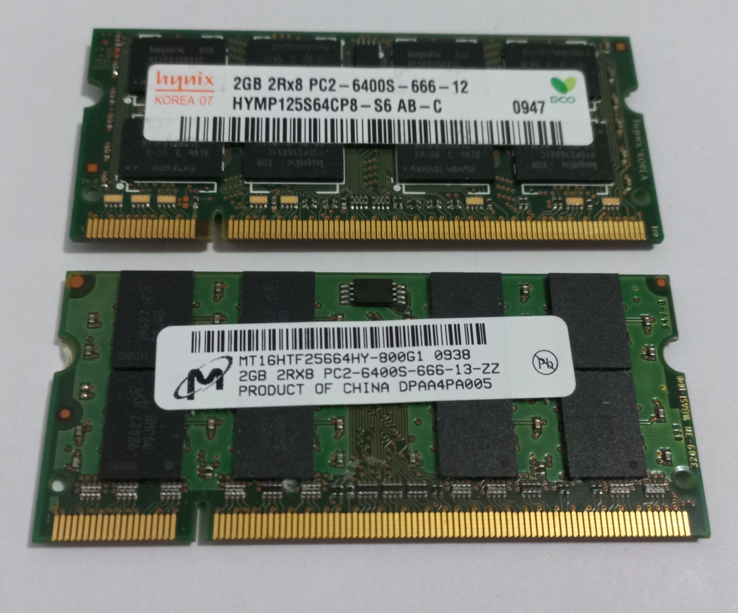 دو عدد رم لپ تاپ 2GB DDR2 800MHz Hynix Micron