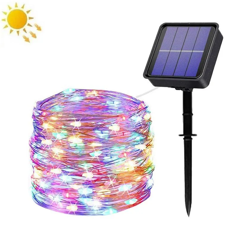 چراغ ریسه ای باغچهای خورشیدی RGB افکت دار